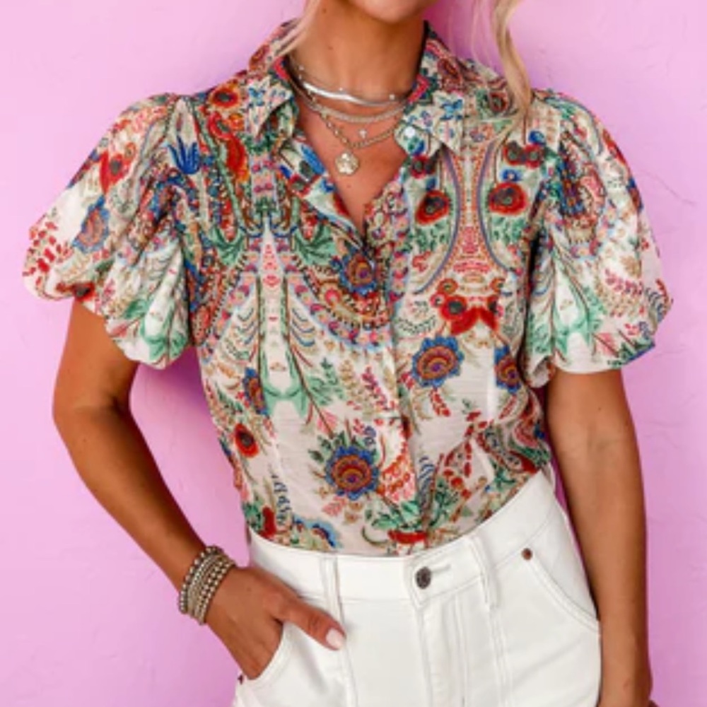 Vibrant Romance Puff Sleeve Top